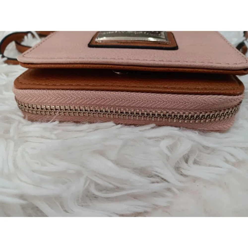 Simply Noelle Blush Pink Faux Leather Crossbody Wristlet Wallet Adjustable Strap